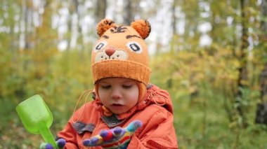 Sonbaharda çocuk eğlence parkı oynamak, temiz havada yürür. Sonbahar manzara. Çok güzel manzaralı bir yer