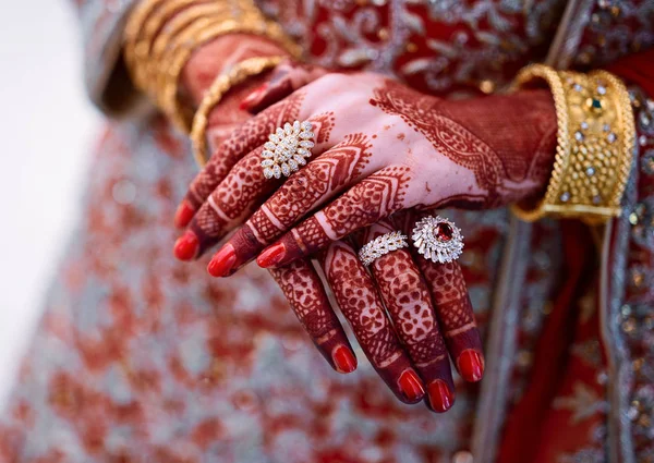 Populaire Mehndi Designs Voor Handen Handen Beschilderd Met Mehandi Indian — Stockfoto