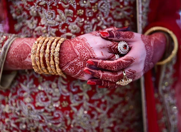 Disegni Popolari Mehndi Mani Mani Dipinte Con Tradizioni Indiane Mehandi — Foto Stock