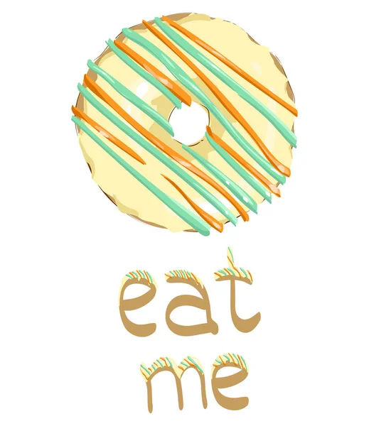 Zoete donut vector. Glazuur. Eet mij — Stockvector