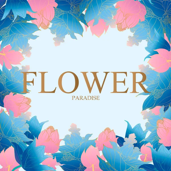 Trendy Flower Vector Design. Fiori di Protea con sfondo blu pallido . — Vettoriale Stock