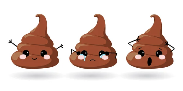 Gülümseyen yüzler, sembol, emoji, ifadeler, vektör çizim bok simgeler kümesi.