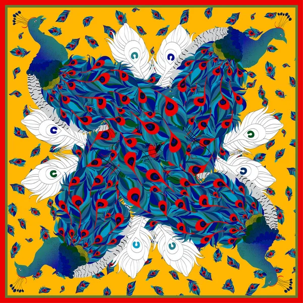 İpek eşarp için tavus kuşları.