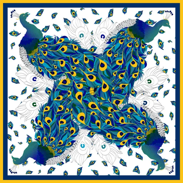 İpek eşarp için tavus kuşları.