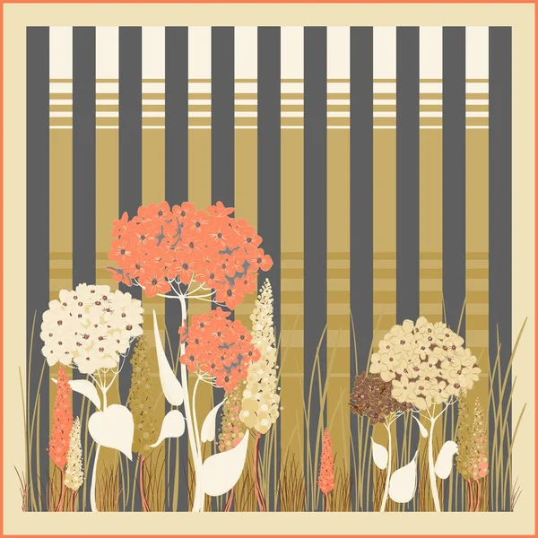 Floral hortensia çizgili arka plan — Stok Vektör