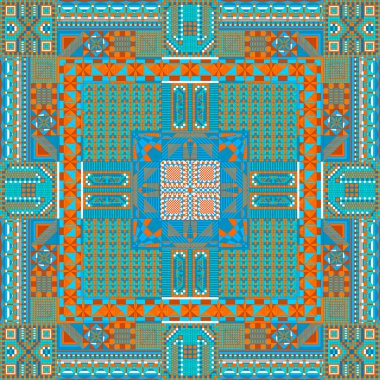 Eşarp için etnik bir süs. Klasik geometrik baskı.