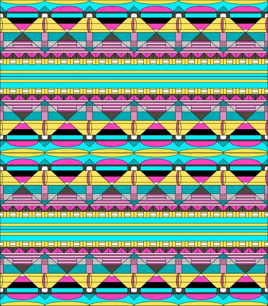 Retro cores padrão sem costura vetor tribal. aztec arte geométrica abstrata imprimir . — Vetor de Stock