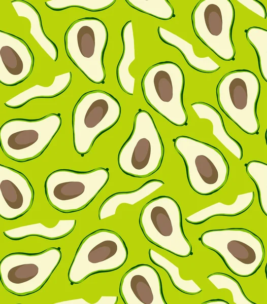 Avocado pattern. Tropical summer fruit — Stock Vector