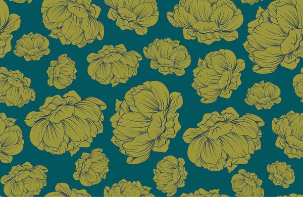 Motif floral sans couture dans le vecteur. Couleurs tendance Automne 2017, tilleul doré, épicéa ombragé . — Image vectorielle