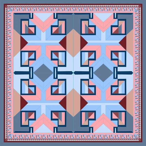 Sciarpa di seta con motivo geometrico. Vettore quadrato — Vettoriale Stock