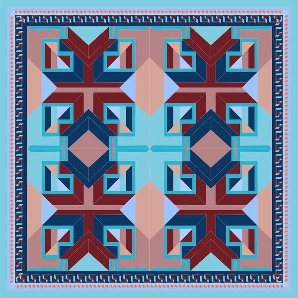Zijden sjaal met een geometrisch patroon. Vierkante vector — Stockvector