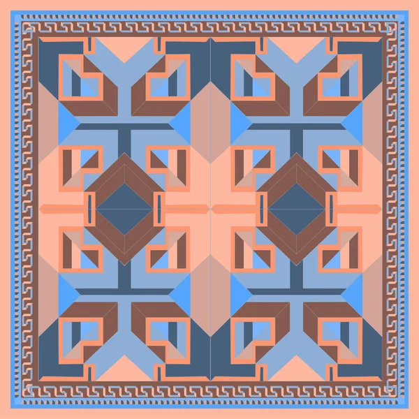 Silk scarf with a geometric pattern. Square vector — Free Stock Photo