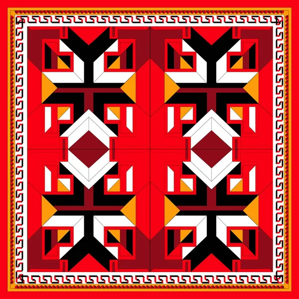 Bufanda de seda con un patrón geométrico. Vector cuadrado — Archivo Imágenes Vectoriales