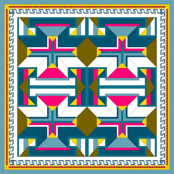 Geometrik desenli ipek eşarp. Kare vektör