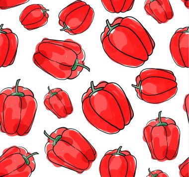 Paprika kırmızı biber vektör deseni.