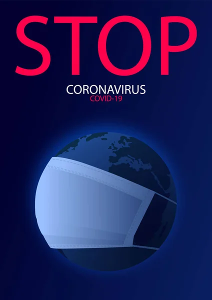 Conceito de vírus Coronavirus Corona. mundo terra colocar máscara para lutar contra o vírus Corona. Conceito de luta contra o vírus. conceito de alterações climáticas . — Fotografia de Stock