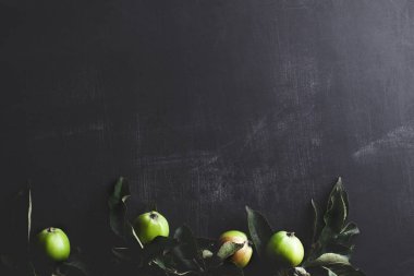 Blackboard arka plan altındaki yeşil elma