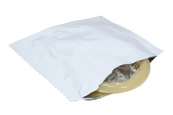 Anticonceptie: open pakje condooms closeup — Stockfoto