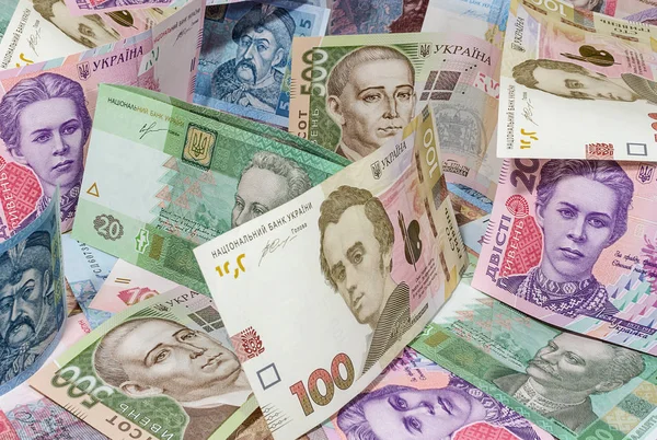Ukrayna hryvnias banknotlar yığını — Stok fotoğraf