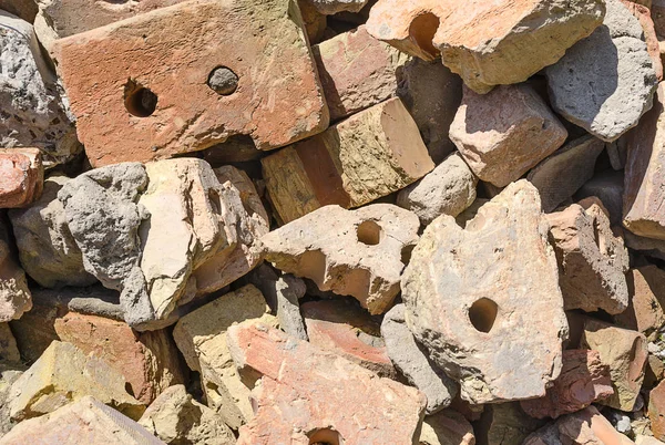 Construction Debris Broken Bricks Closeu — Stock Photo, Image
