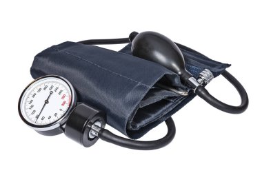 Beyaz arka plan üzerinde tıbbi tansiyon ölçer (tonometer)