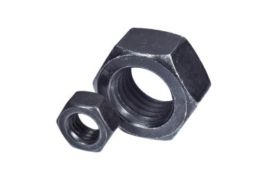 Siyah vida-somun beyaz arka plan üzerinde izole çifti