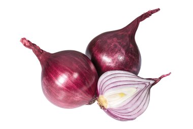 beyaz arkaplanda izole edilmiş mor soğan