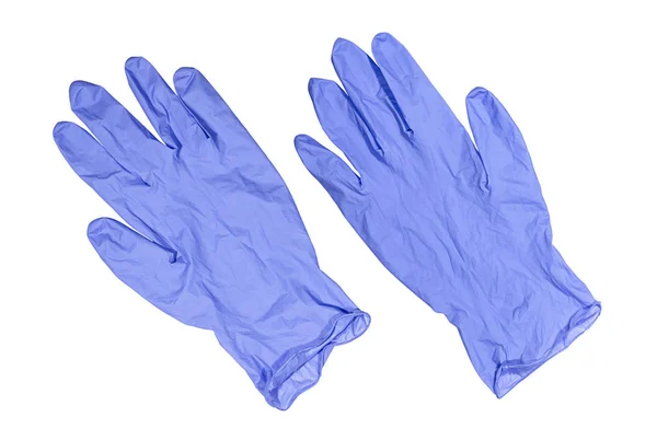 Paar Blaue Medizinische Latex Handschuhe Nahaufnahme — Stockfoto