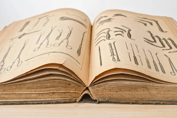 Tıp closeup açık eski kitap