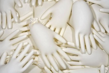 Beyaz tıp lateks eldiven arka plan