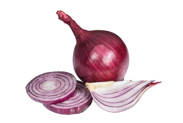 Sliced Purple Onion White Background — Stock Photo, Image