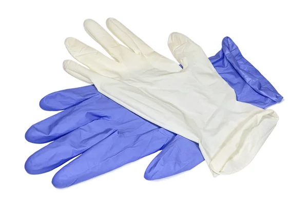 Witte Blauwe Latex Handschoenen — Stockfoto