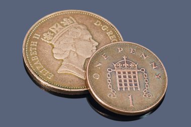 Büyük Britanya'nın sikkeleri üzerinde koyu arka plan