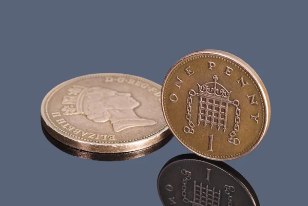 Британський Десяткової Монети Темному Тлі — стокове фото