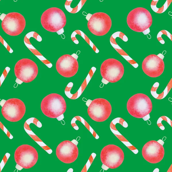Aquarelle Noël boules colorées motif sans couture — Photo