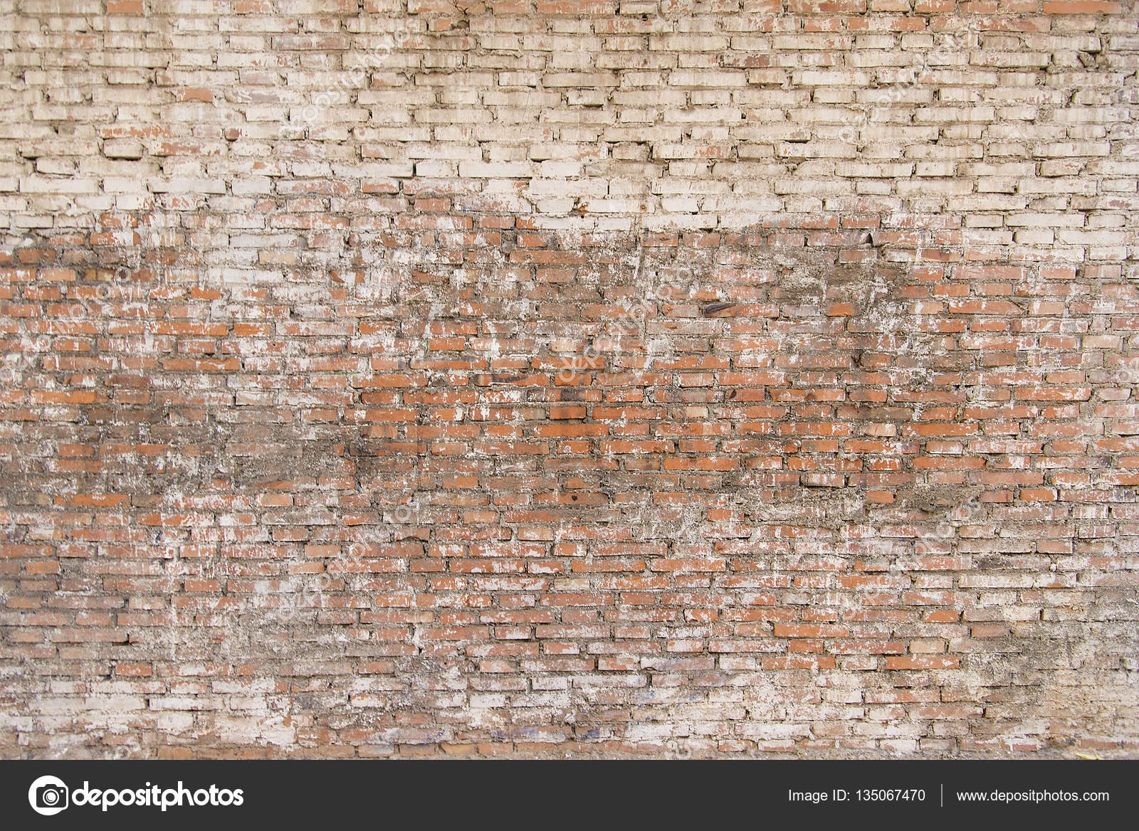 oude bakstenen muur met witte verf achtergrondstructuur — stockfoto