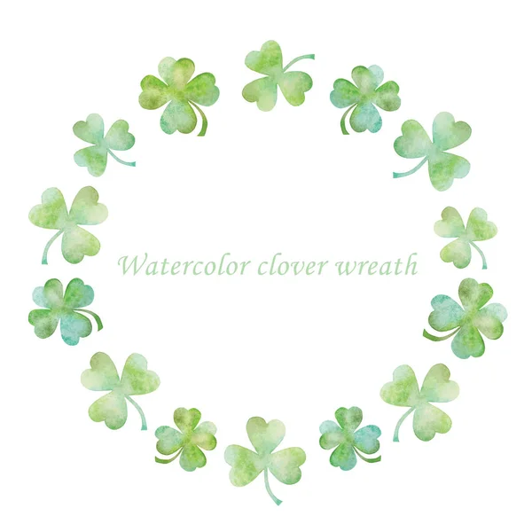 Watercolor green clover wreath — Stock Photo, Image