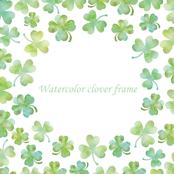 緑のクローバーの水彩画フレーム — ストック写真