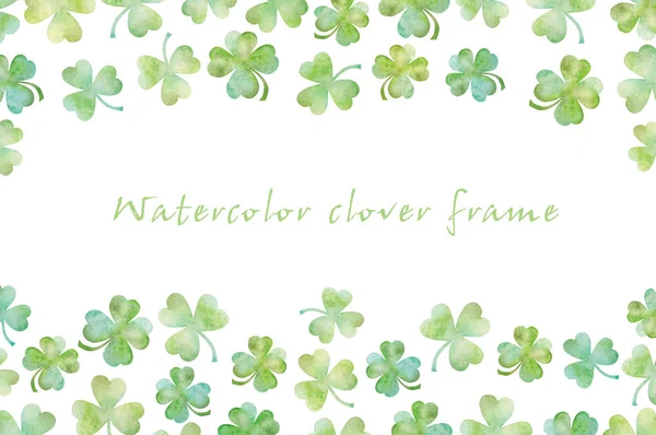 緑のクローバーの水彩画フレーム — ストック写真