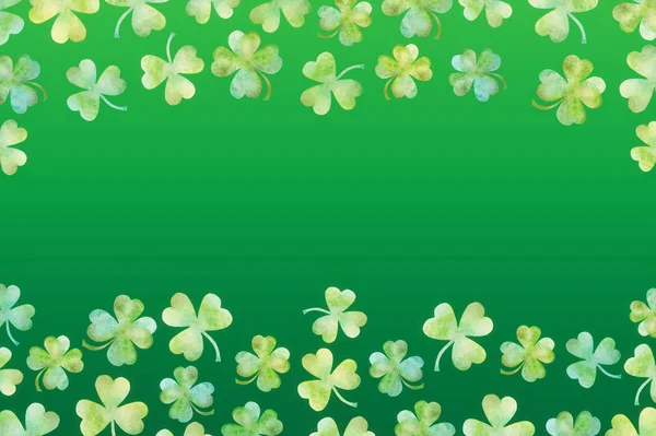 Watercolor green clover frame — Stock Photo, Image