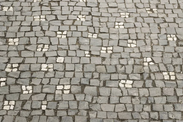 Dark grey granite mosaic pavement background — Stock Photo, Image
