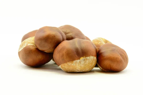 Closeup chestnuts isolated on white background — Stock Photo, Image