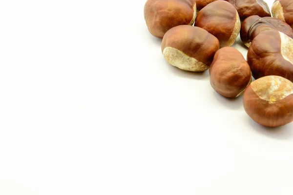 Closeup chestnuts isolated on white background — Stock Photo, Image