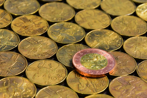 Wiele monet czeskich metalowe — Zdjęcie stockowe