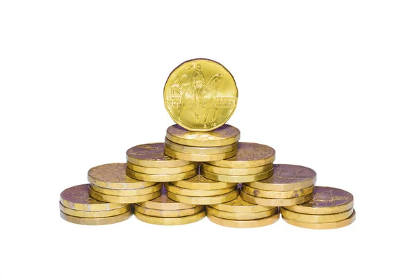 Czech gold coins on a white background — Stock Photo, Image