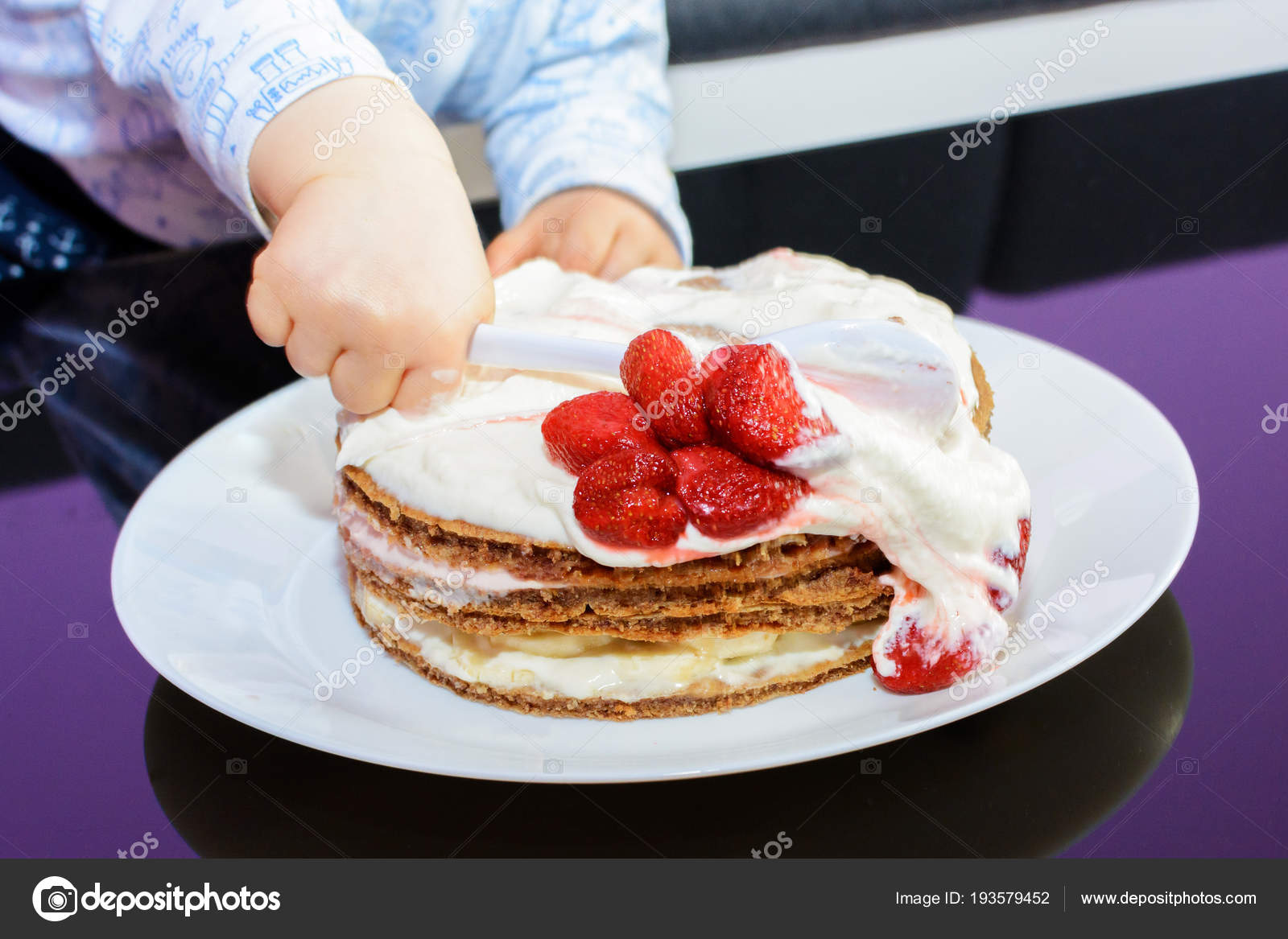First Birthday Celebration Little Boy Little Boy Eating Birthday