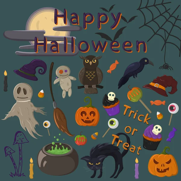 Halloween heks set — Stockvector