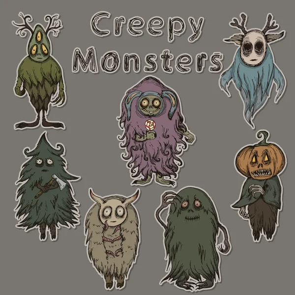 Sada strašidelný Halloween Monster — Stockový vektor