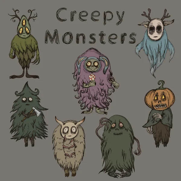 Sada strašidelný Halloween Monster — Stockový vektor