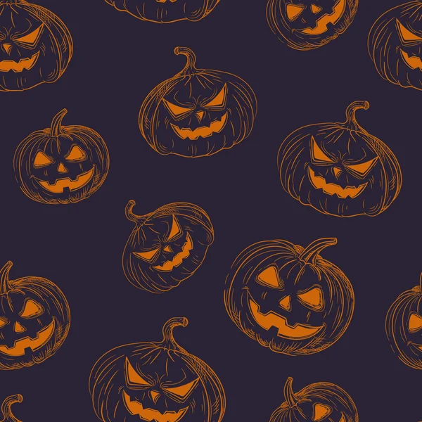 Halloween naadloze patroon met feestelijke pompoenen — Stockvector